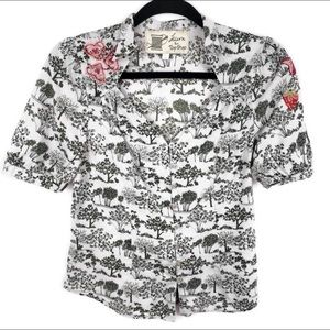 Laura for Topshop Forest tree embroidered blouse